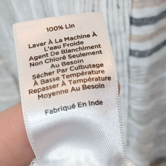 Talbots 100% Linen Stripe V Neck Top - Picture 4 of 9